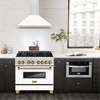 ZLINE 36" Autograph Edition DuraSnow Stainless Steel Range Hood with White Matte Shell and Gold Handle