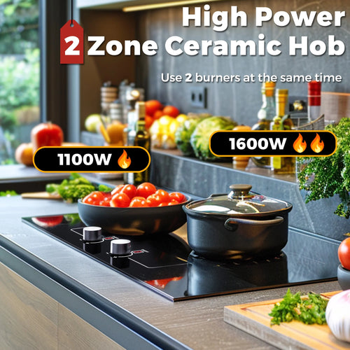 Advwin 2-Burner 1800W Electric Cooktop with Child Safety Lock, Timer & 10 Power Settings - 110V Countertop Stove