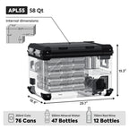 APL55 Aluminum Dual Zone 58QT Portable Cooler Black