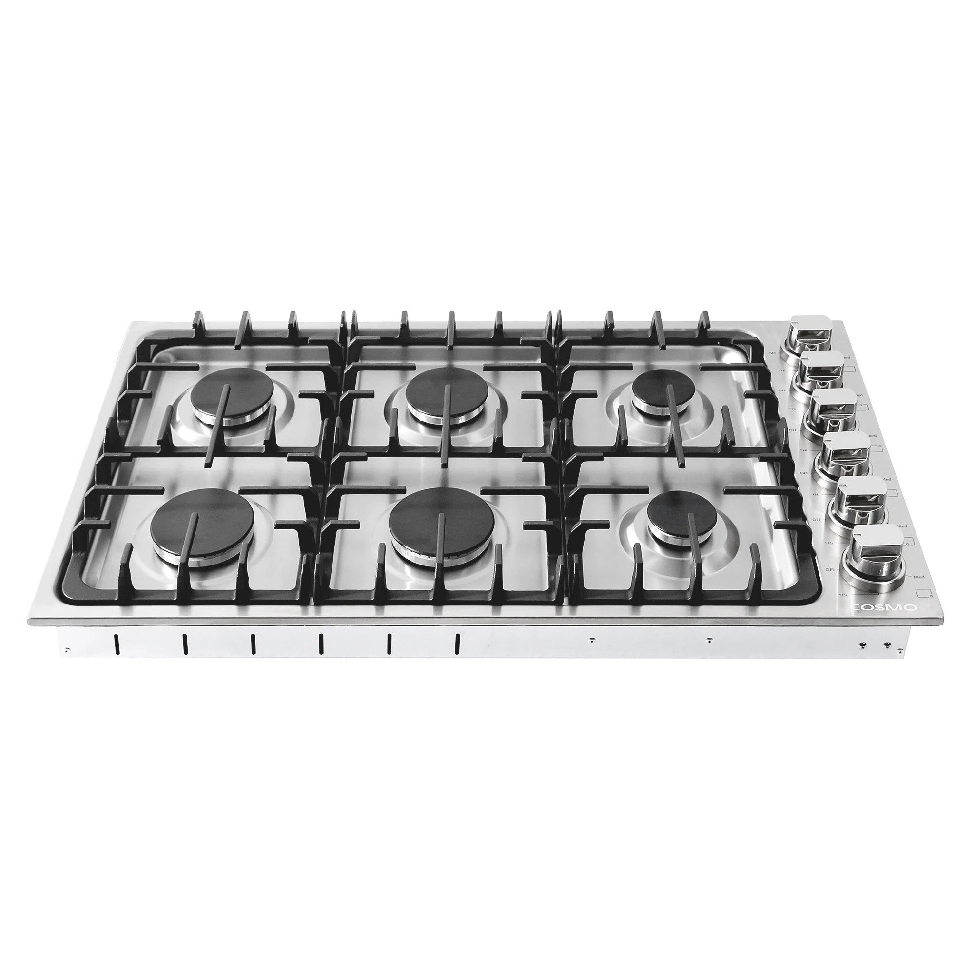 Gas Cooktop with 6 Sealed Italian Made Burners in Stainless Steel