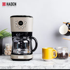 Haden 12 Cup Coffee Maker with 2 Slice Stainless Steel Bread Toaster, White