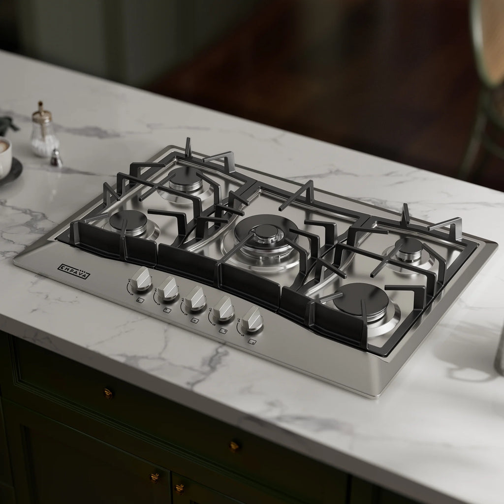 Empava 30 in. Gas Stove Cooktop with 5 3rd Gen Italy Sabaf Sealed Burners in Stainless Steel , EMV-30GC21