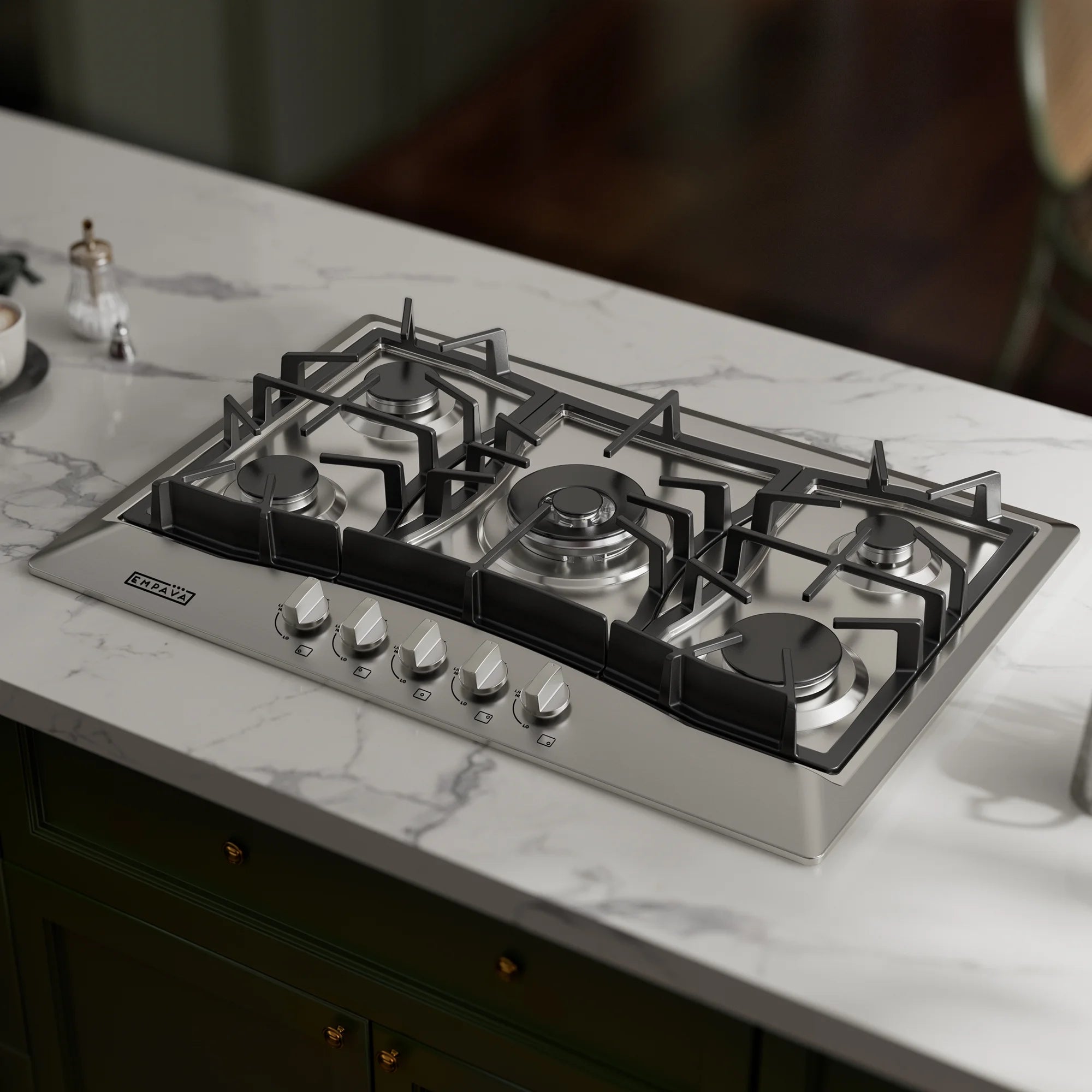 Empava 30 in. Gas Stove Cooktop with 5 3rd Gen Italy Sabaf Sealed Burners in Stainless Steel , EMV-30GC21