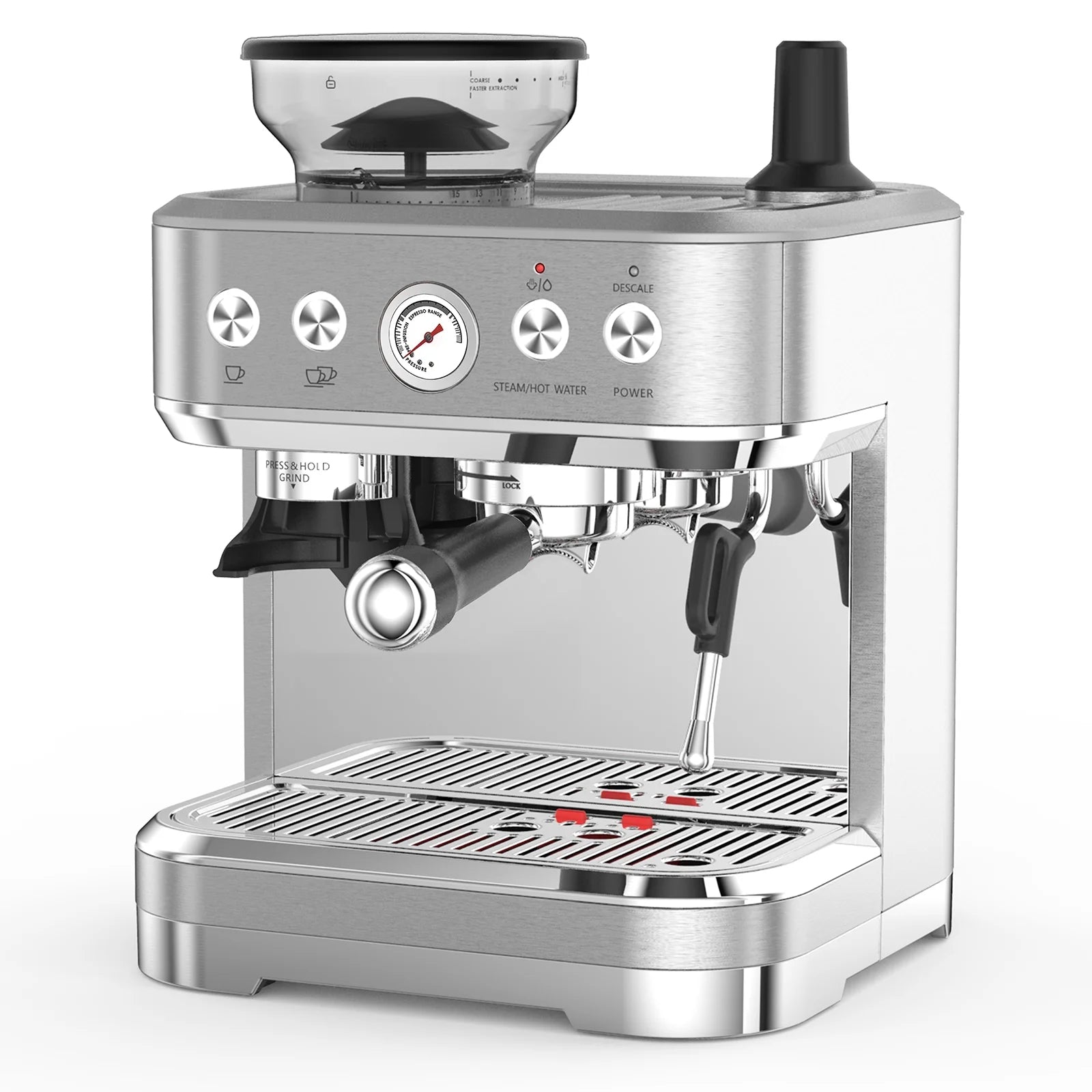 Entcook Espresso Machine with Grinder & Milk Frother, 15 Bar 2.5 L Cappuccino Coffee Maker