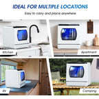 AIRMSEN Portable Countertop Dishwasher with 5-Liter Built-in Water Tank and Air-Dry Function, 5 Washing Programs Mini Dishwasher, AE-TDQR03