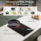 VoltCuisine Double/Dual Induction Cooktop 2 Burner, Shatter-proof Flat Glass Top, 9 Heat Settings, LED Touch Display with Child Safety Lock & Overheat Protection