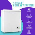 DEMULLER 4.0 Cu.ft Deep Freezer Top Open Door Compact Freezer with Two Removable Storage Baskets