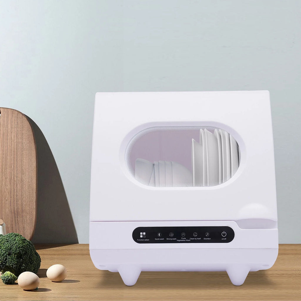 1200W White Portable Tabletop Dishwasher 2-6 Sets, Compact Dishwasher with Tank,Leak-Proof Drying, 360�� Spray Arm, 5 Programmes, for Houses, Flats and Dormitories