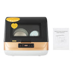 Non-Installation Compact Dishwasher, 4-6 Sets Capacity, 99.9% Sterilization, Black/White/Gold, 800W, for Home Use
