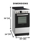 Equator 20" Electric Cooking Range 4 Ceramic Burner CONVECTION OVEN+AIR FRYER SS