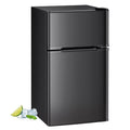 WAA Compact Refrigerator,3.2 Cu.Ft. Mini Separate Freezer Double 2-Door,Adjustable Removable Shelves for Basement, Apartment, Dorm, Office, Black