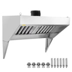 BENTISM Commercial Exhaust Hood 4ft Food Truck Hood Exhaust 201 Stainless Steel