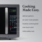 Farberware Stainless Steel Countertop Microwave Oven with Child Lock, 1.1 Cu Ft Black Stainless