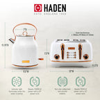 Haden Heritage 1500 1.7 Electric Kettle, Matte Black Finish with Copper Accents