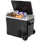 Simzlife 12V Car Refrigerator, 37QT Electric Cooler DC/AC, -4℉~68℉, RV Freezer Fridge Cooler with Wheels & 2 Baskets
