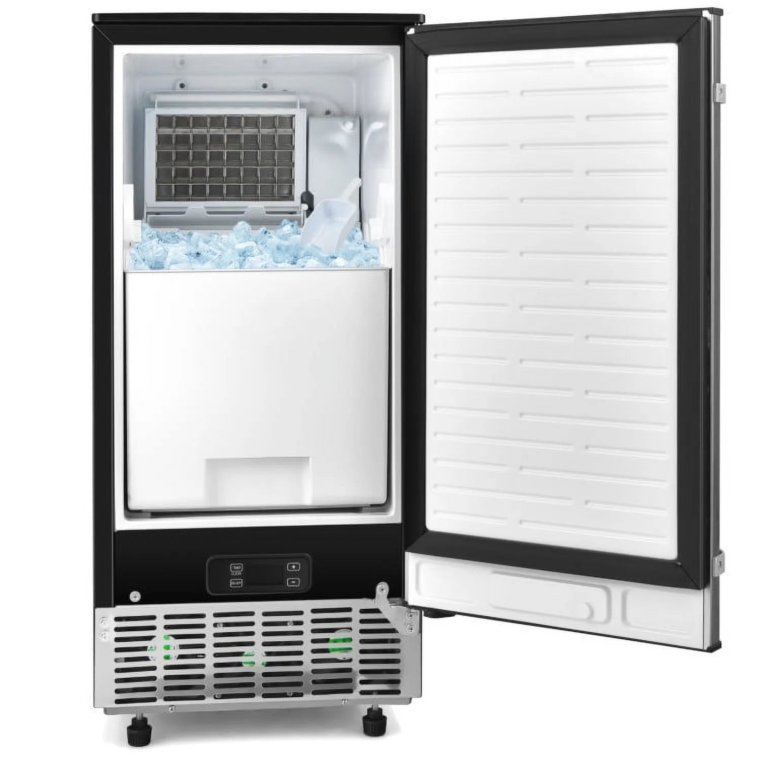 Topcobe Free-Standing Built-In Undercounter Ice Maker, Electric Ice Maker for Home Kitchen OffIce Bar Party Camping RV, Silver