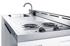 60" Wide All-In-One Kitchenette, White, Glass Cooktop
