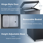 LHRIVER Mini Freezer Chest 3.5 cu ft, Deep Freezer & Side Handle, Compact Freezer with 7 Gear Adjustable Temperature, Removable Storage Basket, Black