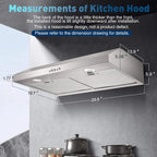 Under Cabinet Range Hood,Range Hood 30 inch Under Cabinet Stainless Steel Brushed,Ductless Range Hood Alterable to Ducted Ventilation,Stove Hood and Oven Vent Hood for Kitchen Cabinet