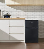 Galanz 3.1 Cu ft Two Door Mini Fridge, Black, New