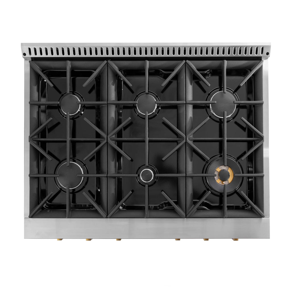 36 in. 5.2 cu. ft. Dual Fuel Range for Propane Gas in Titanium Stainless.