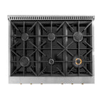 36 in. 5.2 cu. ft. Dual Fuel Range for Propane Gas in Titanium Stainless.