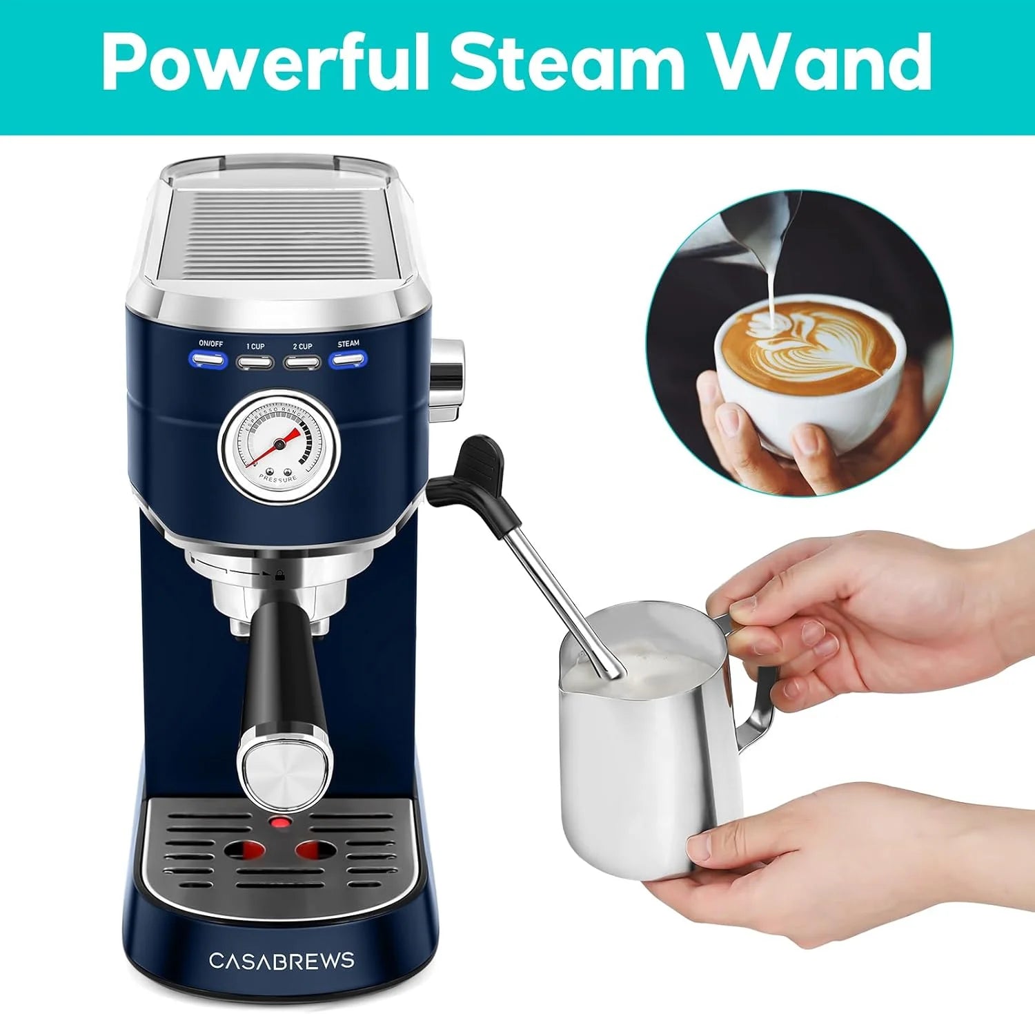 CASABREWS CM5418 20-Bar Espresso Machine and Coffee Maker, Silver