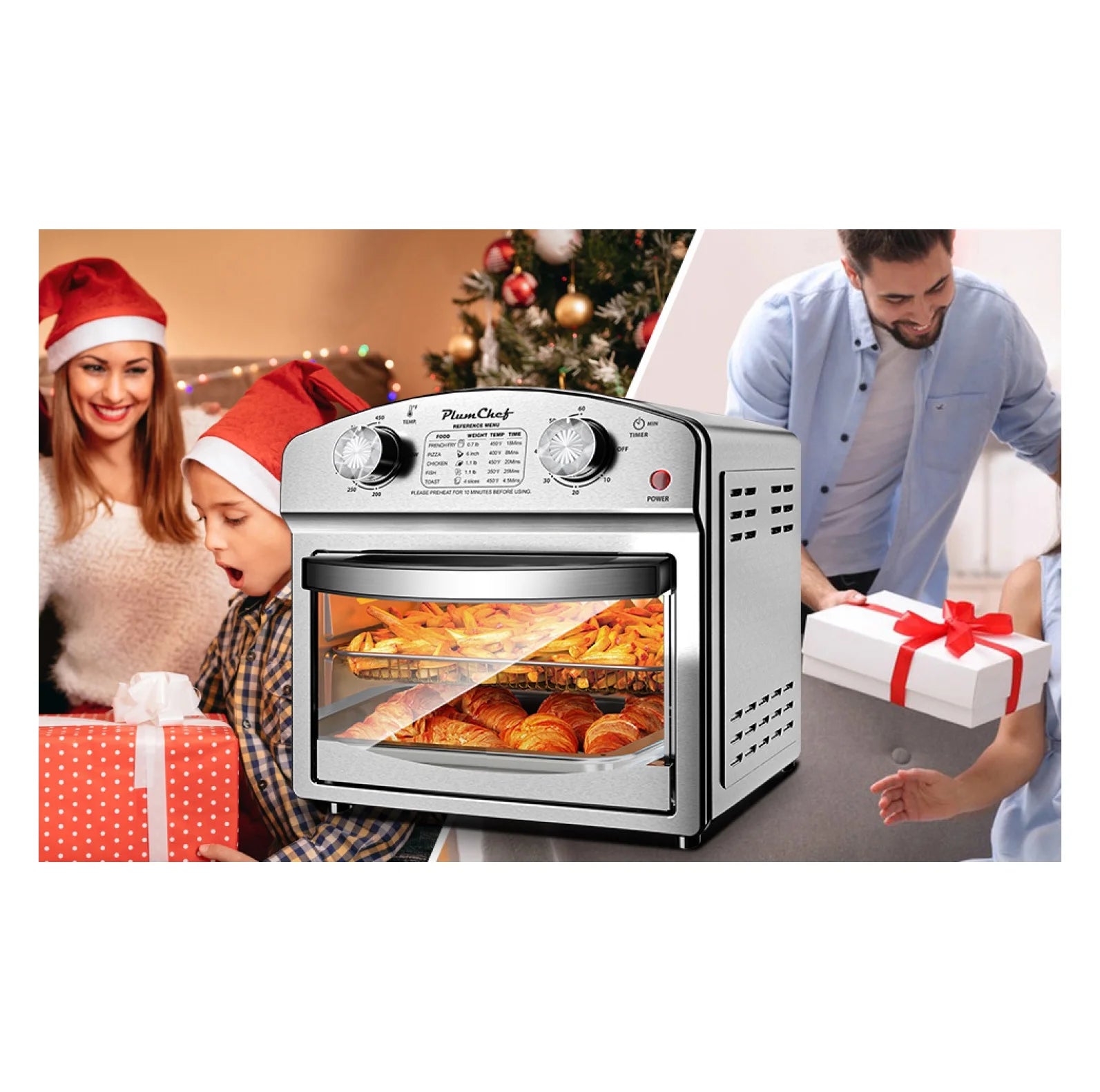 12.5 Quart 7-in-1 Convection Toaster Oven, 1500W, Stainless Steel, with 5 Pre-Set Menus �C Roast, Bake, Grill, Broil, Toast, Dehydrate & Defrost, Silver
