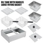 Electric Deep Fryer,Tank Stainless Steel Deep Fryer, Temperature Control, Countertop Fryer for Home Kitchen and Restaurant, 110V