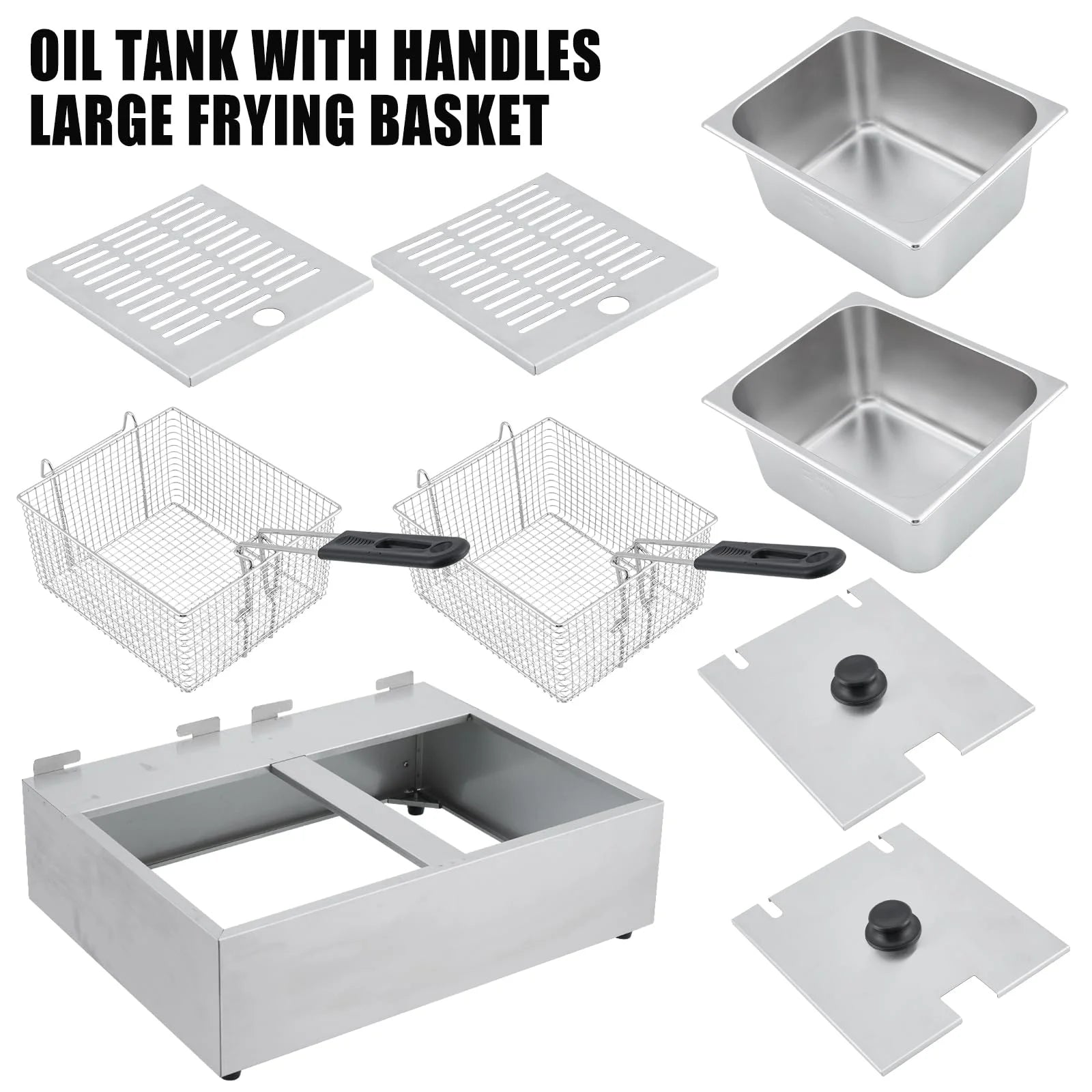 Electric Deep Fryer,Tank Stainless Steel Deep Fryer, Temperature Control, Countertop Fryer for Home Kitchen and Restaurant, 110V
