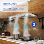 Range Hood 30 inch Insert Vent Hood 600 CFM Built-in Stainless Steel Range Hood Powerful Exhaust Vent Fan