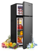 MaxKare 3.6 Cu.ft Mini Fridge with Freezer 2-Door Compact Refrigerator for Dorm, Office, Bar, RV, Bedroom, Silver