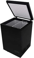 Crzoe 1.8 Cu.Ft Chest Freezer with Removable Basket and Bottom Defrost Water Drain Freestanding Mini Freezer with Adjustable 7 Thermostat for Home/Apartment, Black
