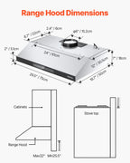 KFFKFF 30 Inch Under Cabinet Range Hood, Kitchen Exhaust System, 900CFM Dual Engine Stainless Steel Cooker Hood, Equipped with Gesture and Touch Interface, LED Illumination