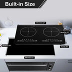WAASOSCON 2 Burner Electric Cooktop, 2000W+2000W Double Induction Hob, 110V Portable Table Top Stove with Touch Control for Stone Pots
