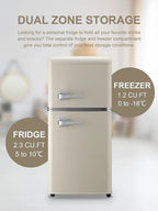 GGTB 3.0 Cu.ft Two Door Small Refrigerator with Freezer, Compact Retro Mini Refrigerator for Dorm, Office, Bar, RV, Bedroom, Red