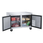 60 in. Two Door Commercial Undercounter Freezer in Stainless Steel 15.53 cu. ft.