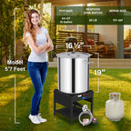 64QT Stainless Steel Pot with 200,000BTU Propane Fryer, Seafood Boil Pot, Crab Boil Pot, Lobster Pot, Shrimp Boil Pot, Tamale Steamer Pot with Basket and Turkey Fryer Burner