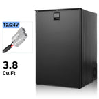Smad 3.8 Cu ft 12/24V RV Refrigerator 110L DC Compact Portable Fridge with Freezer