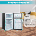 Costway FP10226US-SL Mini Refrigerator with Freezer Compact, Black and Silver, 19'' x 18'' x 33''