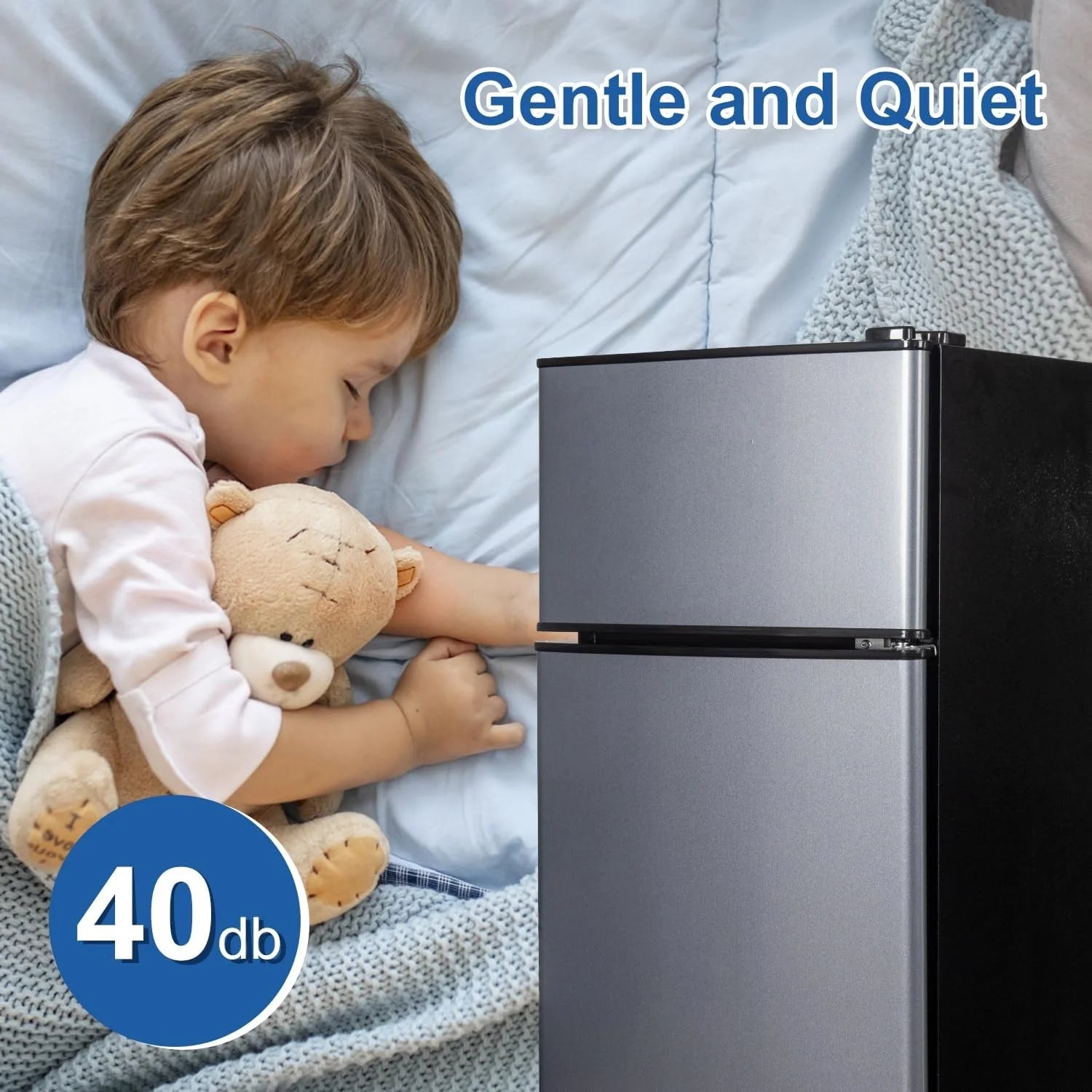 GGTB 2.5 Cu.Ft Compact Double Door Mini Fridge - Top Freezer & Bottom Refrigerator, 7-Level Precision Cooling | Ideal for Dorm, Bedroom, Office & Small Spaces