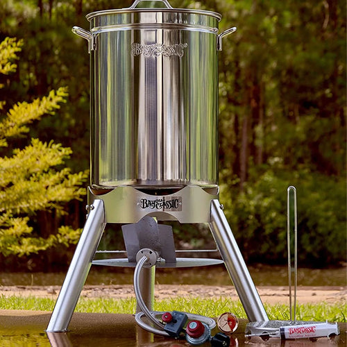 Bayou Classic 200-440 Turkey Fryer Kit, 58,000 Btu, Propane, Stainless Steel, Silver
