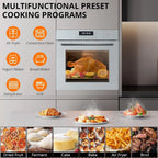 Garvee 24" Single Wall Oven, 2.5 Cu.ft Built-in Electric Wall Oven with 10 Cooking Functions, Stainless Steel Convection Wall Oven w/LED Touch Control, Safety Lock, 3000W, 240V, Silver