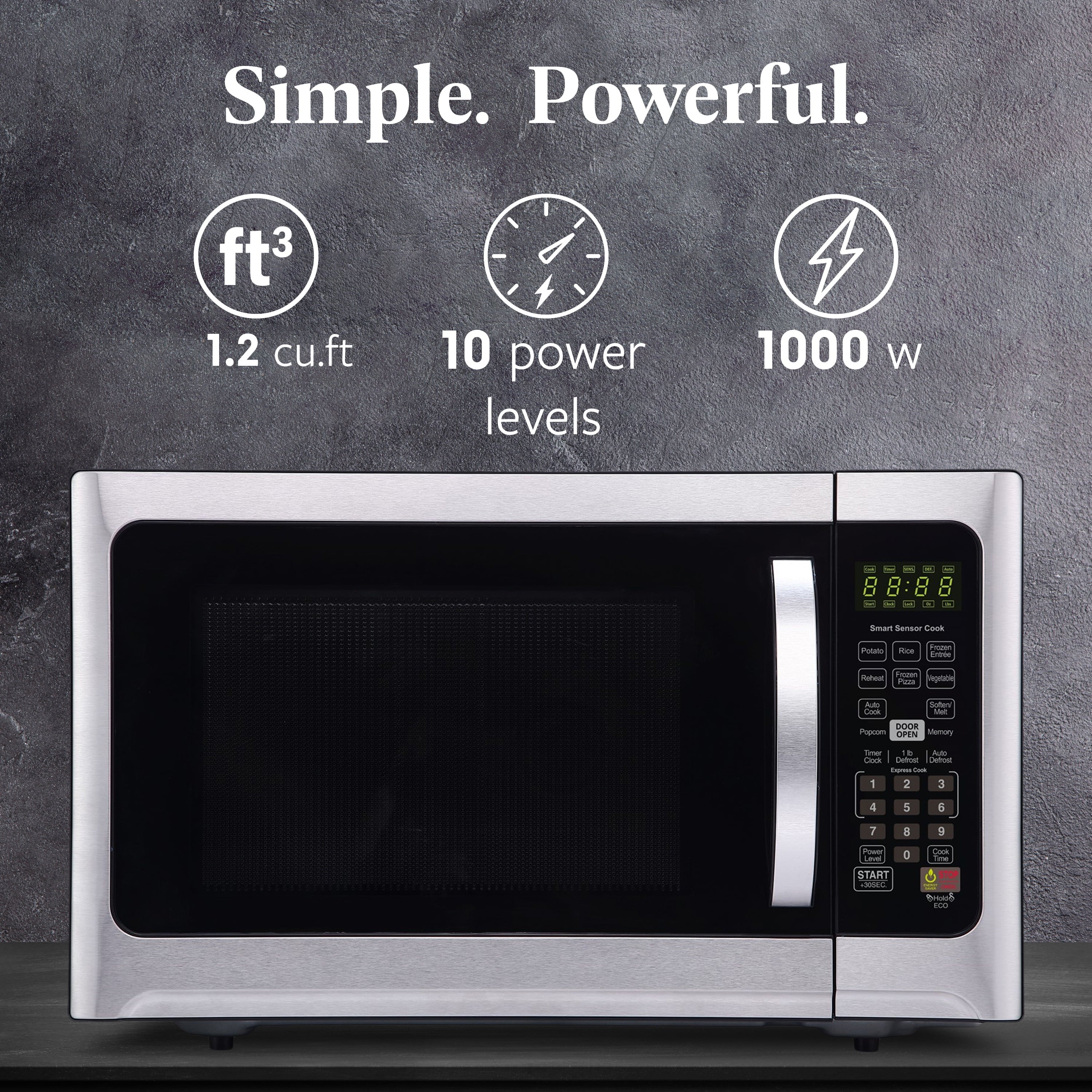 Farberware Professional 1.2 Cu. Ft. 1000-Watt Microwave Oven with Sensor Cooking, Stainless Steel/Black Body Wrap