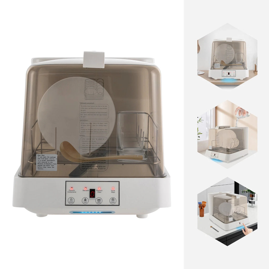TFCFL 800W Portable Mini Dishwasher Countertop Dish Washing Machine w/ Washing Programs