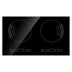 KFFKFF Induction Stove, 1800W Electric Countertop 2 Burner, Electric Cooktop with Touch Controls, Integrated Induction Stove with 9 Energy Levels, Safety Feature for Kids, Timer Function, Glass Top