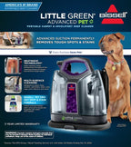BISSELL Littlle Green ProHeat Advanced Pet Portable Deep Cleaning, for Carpet, Upholstery, and Auto, tough stain removal, Heatwave Technology, Lightweight, 2513W