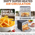 EAF0852SS 8.5Qt. Capacity Air Fryer Oven, Air Fry, Broil, Toast, Bake & Broil with Convection, Time and Temperature Controls, 800-, Includes 25 Delicious Recipes, Stainless Steel