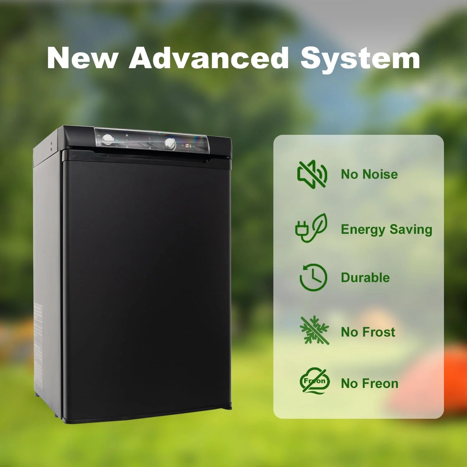 Smad Propane Refrigerator with Freezer 3 Way Fridge Gas/12V/110V 3.5 Cu.ft Outdoor