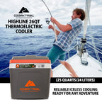 Ozark Trail 26QT electric Cooler 12V Portable Travel Beach Camping Picnic Insulated Cooler 30 Cans Iceless 24L, Grey